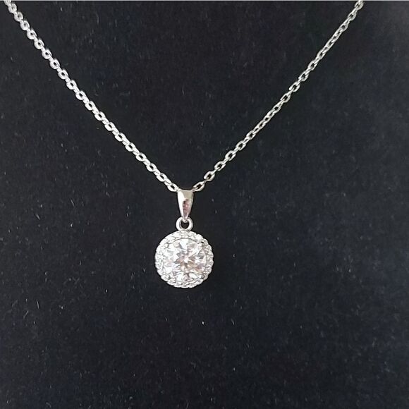 1 Carat Moissanite Sterling Silver Round Necklace - Picture 6 of 13